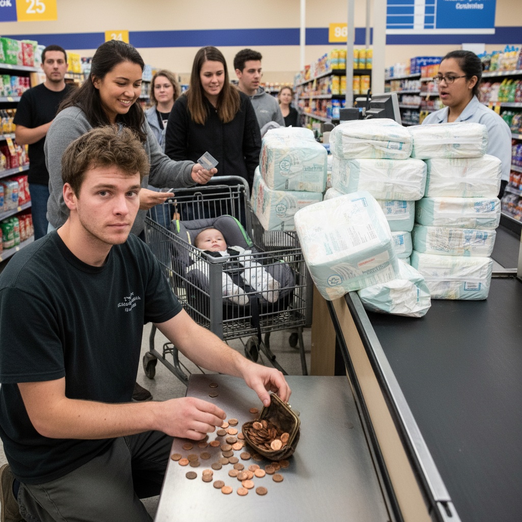 I Was Counting Pennies For My Daughter’s Diapers While The Whole Store Watched. A Stranger Bought 30 Packs And Completely Changed Our Lives. Is It Possible To Find Love In Your Darkest Hour?