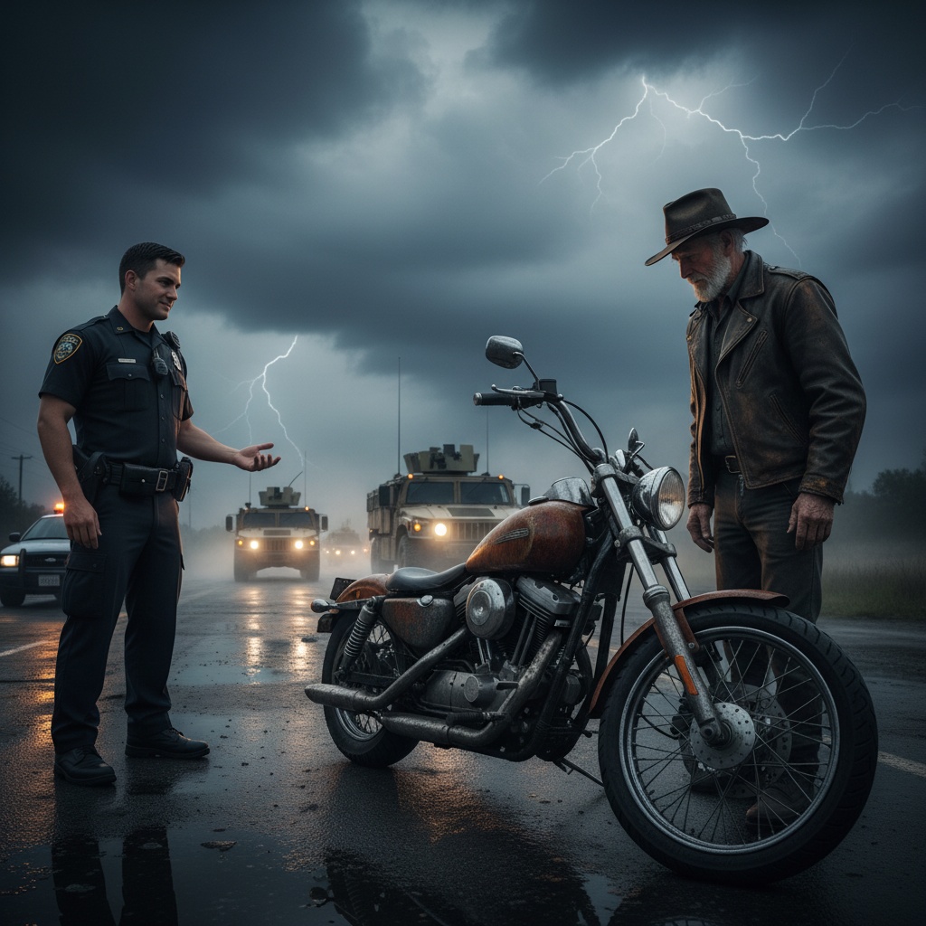 These Cops Thought Bullying An Old Man On A Rusty Harley Was Funny. They Ignored My Warnings About Who He Really Was. Then The Military Rolled In And Things Got Real. How Could They Be So Blind?