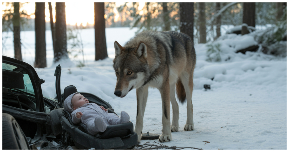 A Wolf Found a Baby After a Car Crash and What He Did Next Was Unimaginable