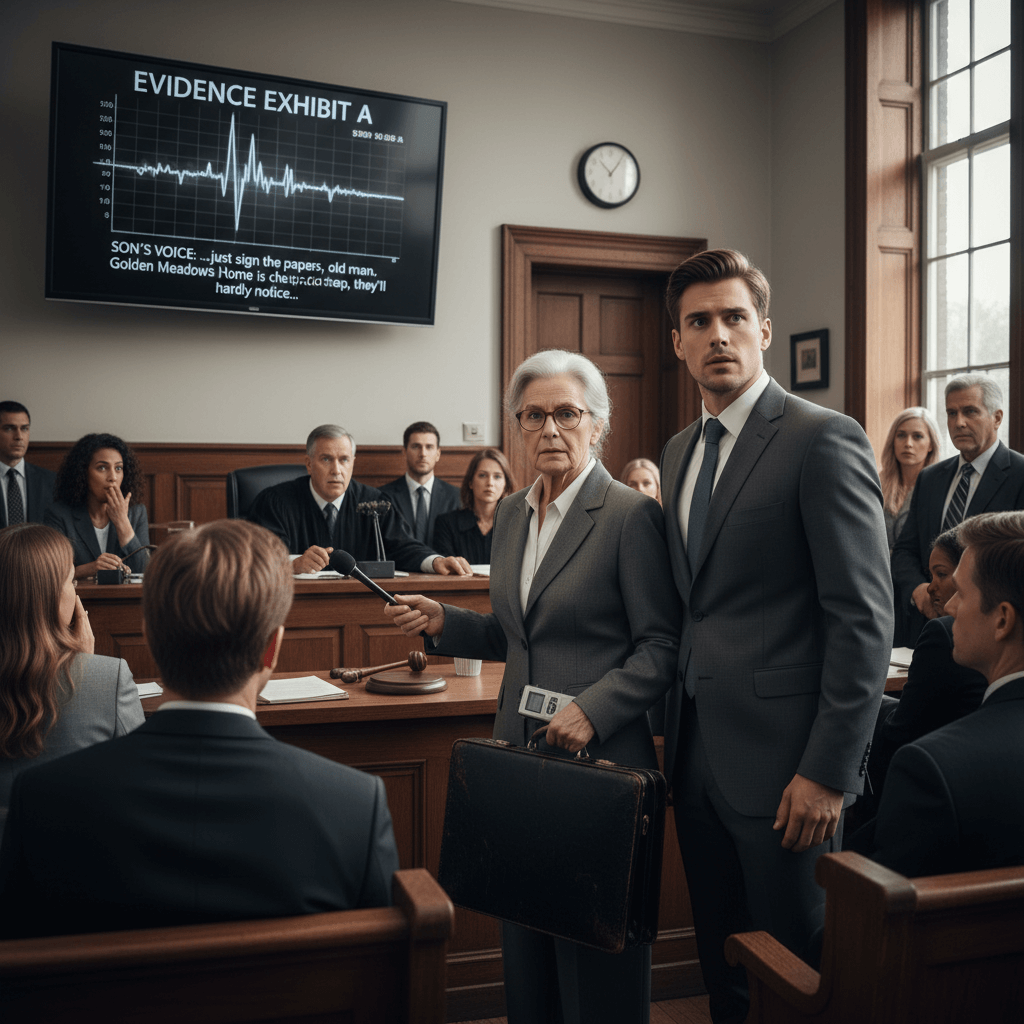 My son thinks I’m senile and is suing to take control of my $3 million estate. Little does he know, I’ve been secretly recording his plans to dump me in a cheap nursing home. Today, we go to court, and I have a surprise that will destroy his life.