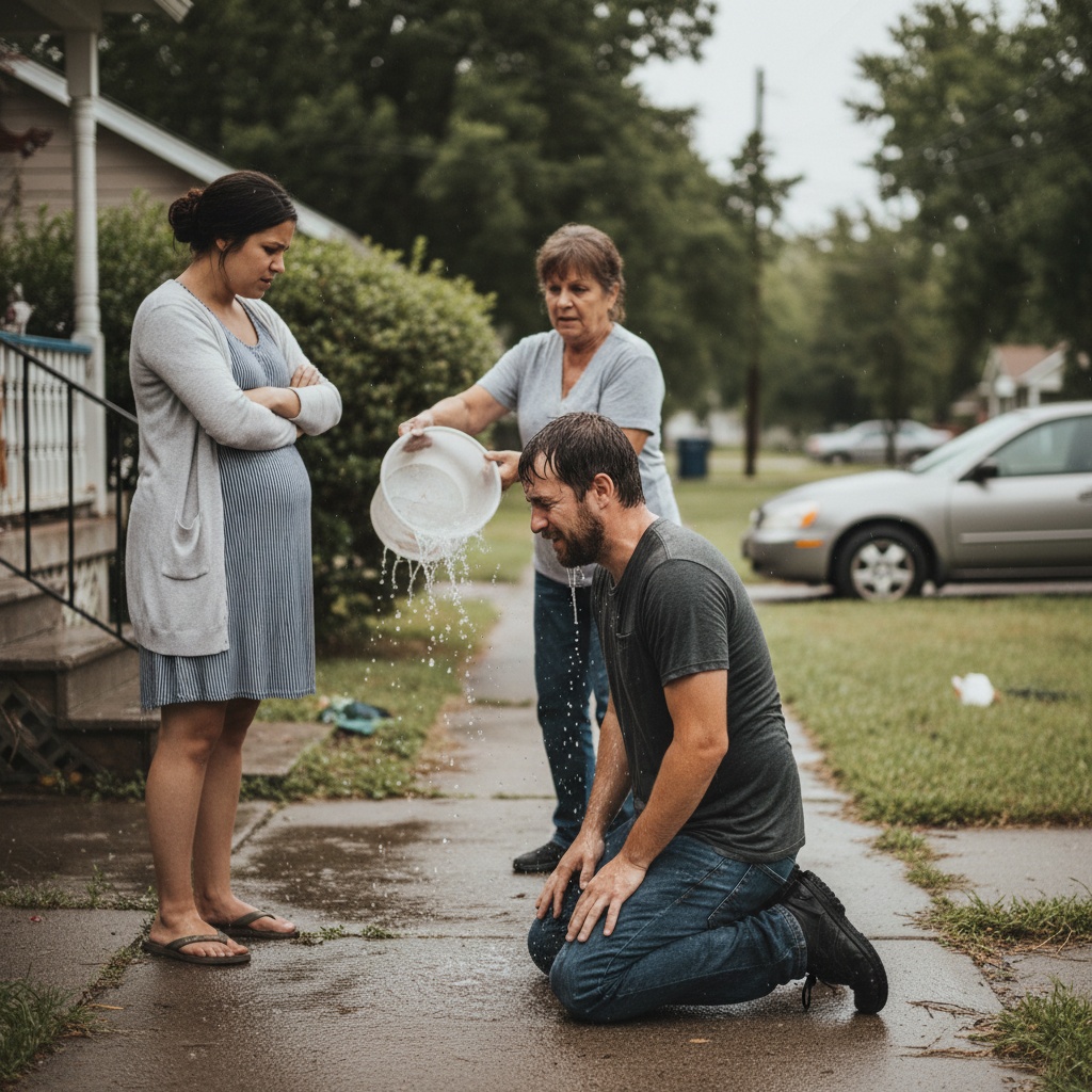 My Husband Left Me When I Was 8 Months Pregnant For My Best Friend Of 20 Years. He Just Crawled Back After Finding Out Her Baby Isn’t Even His. Should I Let My Mom Throw Another Bucket Of Water On Him?