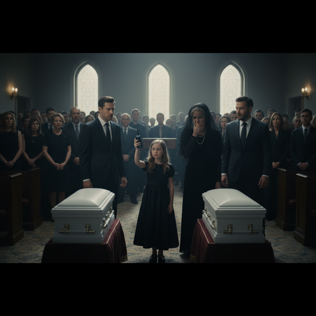 My Mother-in-Law Blamed Me For My Twins’ Deaths At Their Funeral — Then My 7-Year-Old Daughter Walked To The Podium With My Husband’s Phone