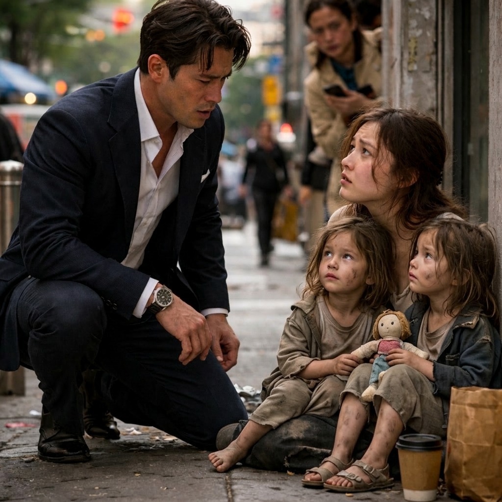 A Millionaire Saw His Childhood Crush Begging With Twins On The Street…Nobody Expected His Next Move